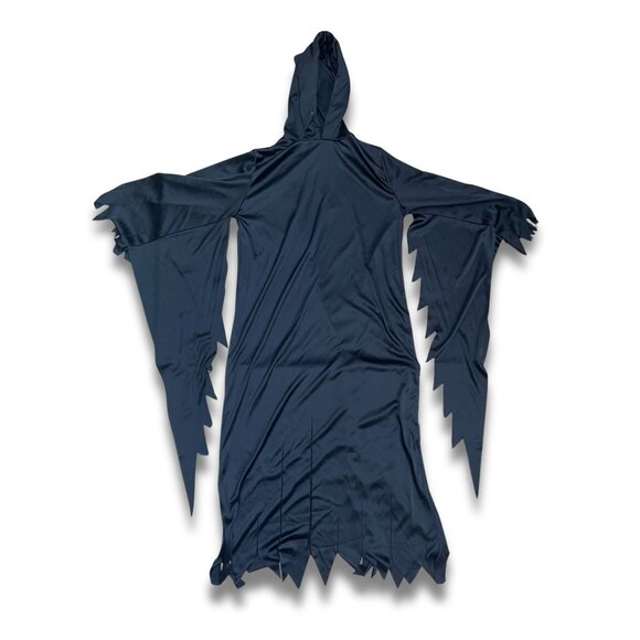 Grim Reaper Halloween Costume With Hood & Jagged Sleeves Adult Size Long Black C - Picture 2 of 6